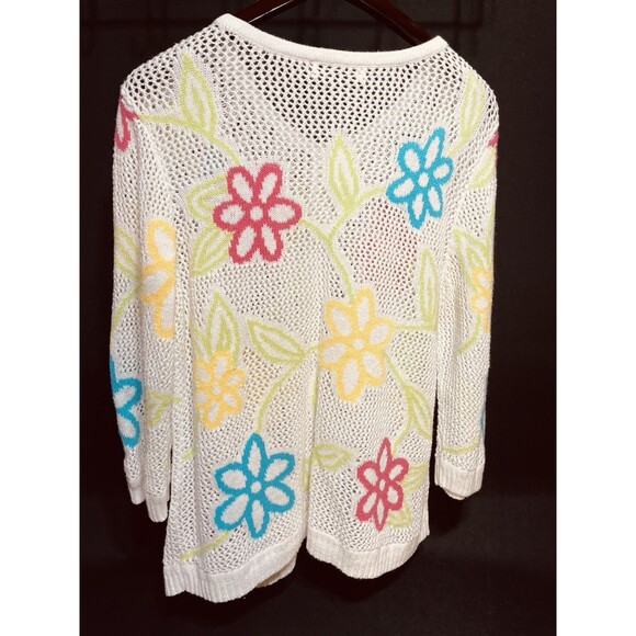 Knit Floral Cardigan Women’s Size Medium Summer Sweater Cottage Core L2 - Picture 4 of 7